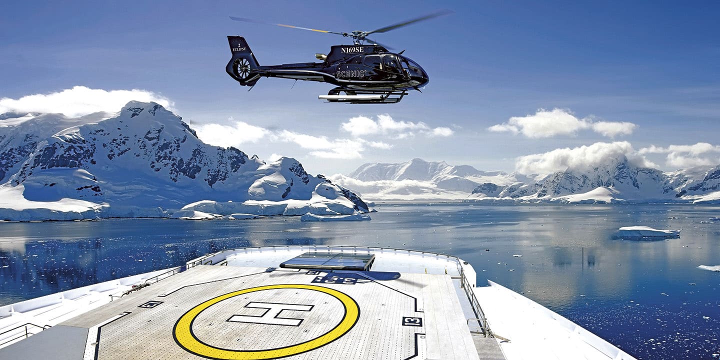 Scenic Eclipse helicopter in Antartica