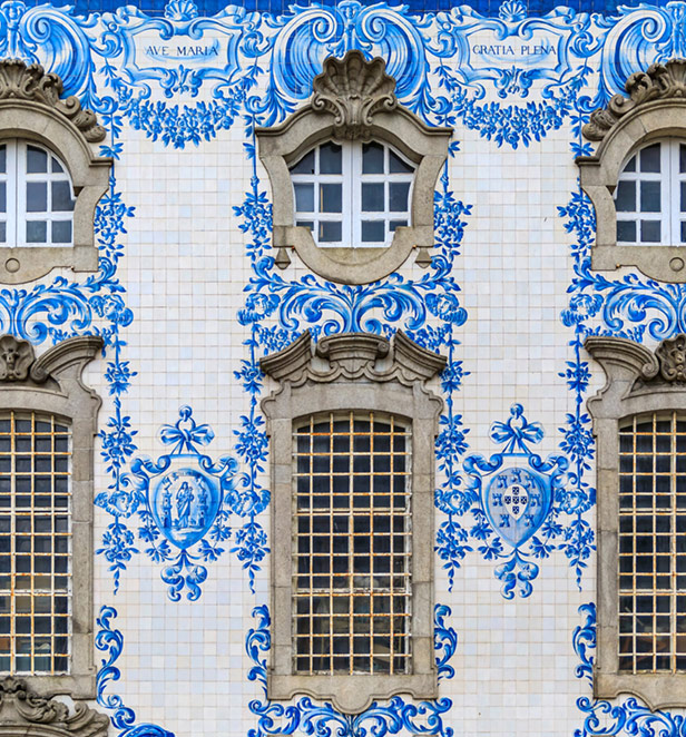 Azulejo tiles on a building in Portugal