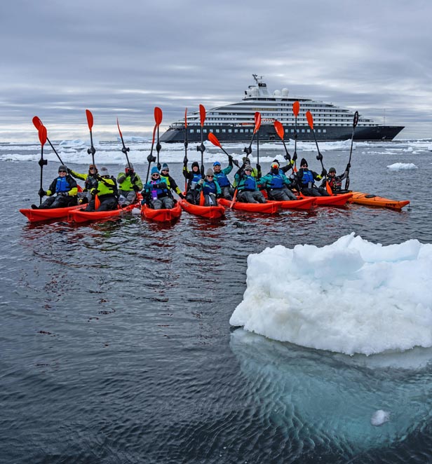 Scenic Eclipse guests kayaking in East Antarctica