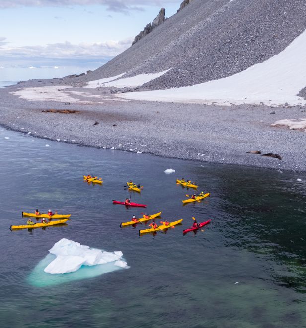 Paddle boarding in the Antarctica