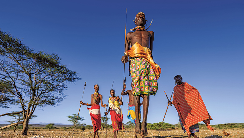 Maasai Tribe dancing in Kenya, Africa.