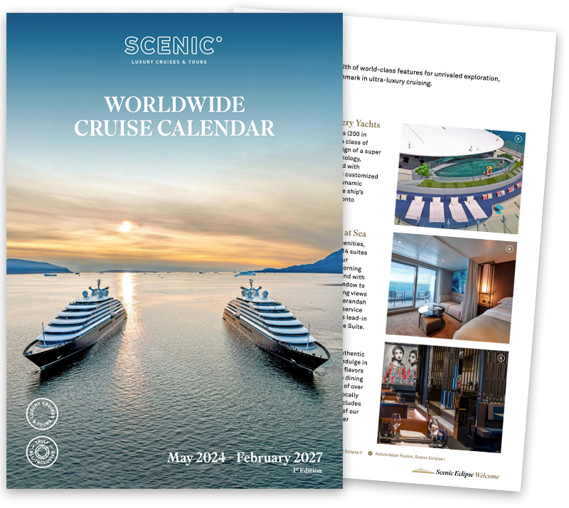 Scenic Eclipse Worldwide Cruise Calendar 2025-2027 Brochure Cover